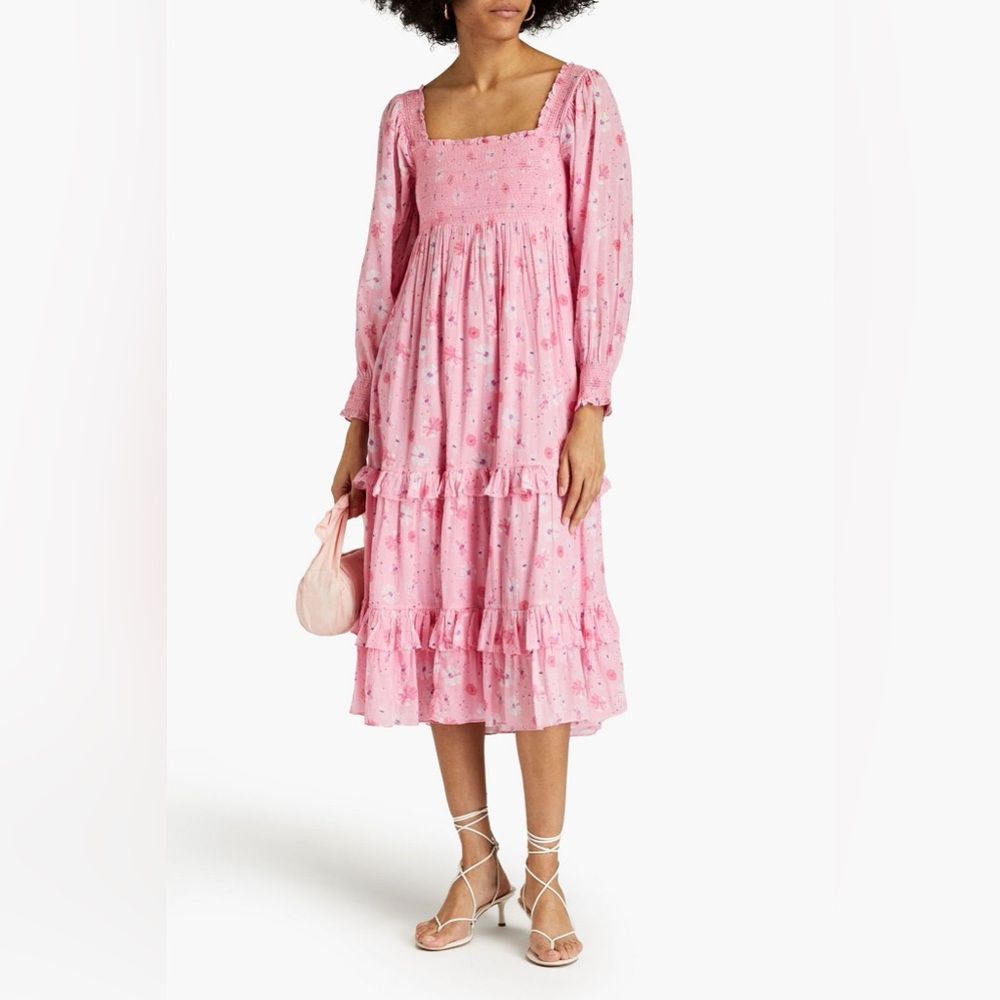 LoveShackFancy Miri smocked midi dress